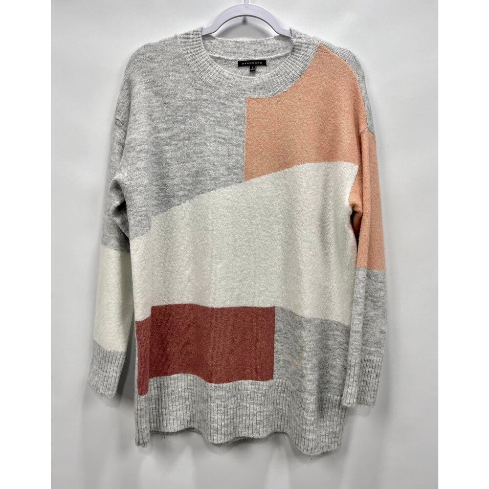 Staccato Light Gray Peach Cream‎ Colorblock Soft Sweater